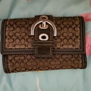 Brown Patterned Wallet with  Buckle